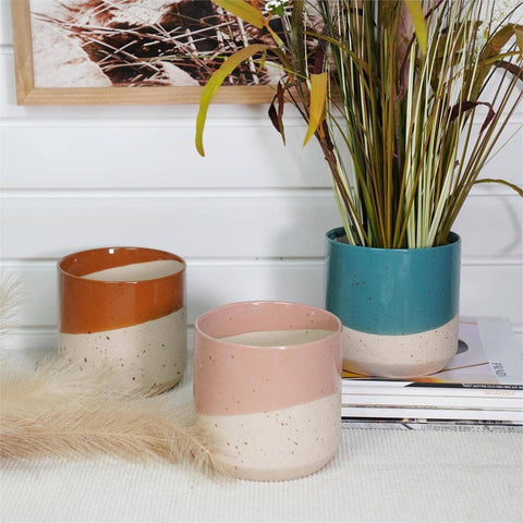Dipped Glaze Planters/Plant Pots, 5.1"D