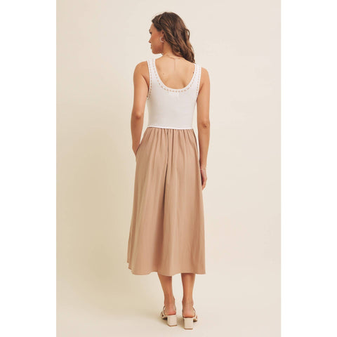 SUPER SOFT RIB TANK WITH COTTON SKIRT MIDI DRESS