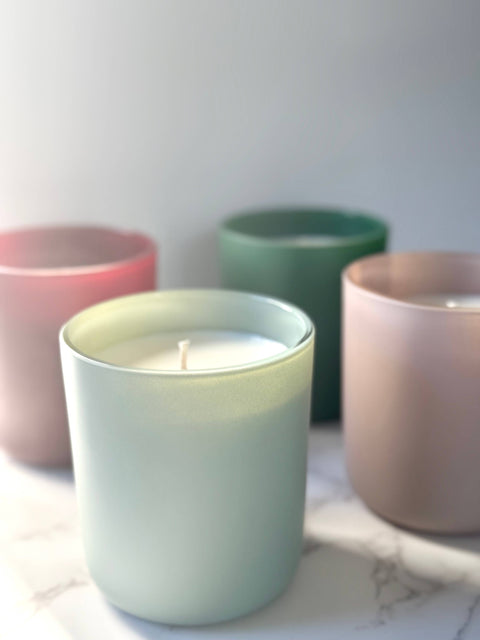 Spring Gardens 12 oz Olive Green Matte Vessel - 100% Natural Soy Candle