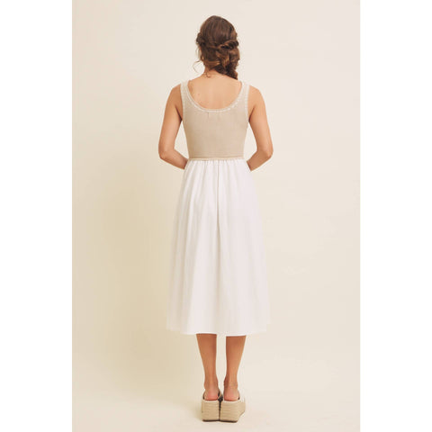SUPER SOFT RIB TANK WITH COTTON SKIRT MIDI DRESS