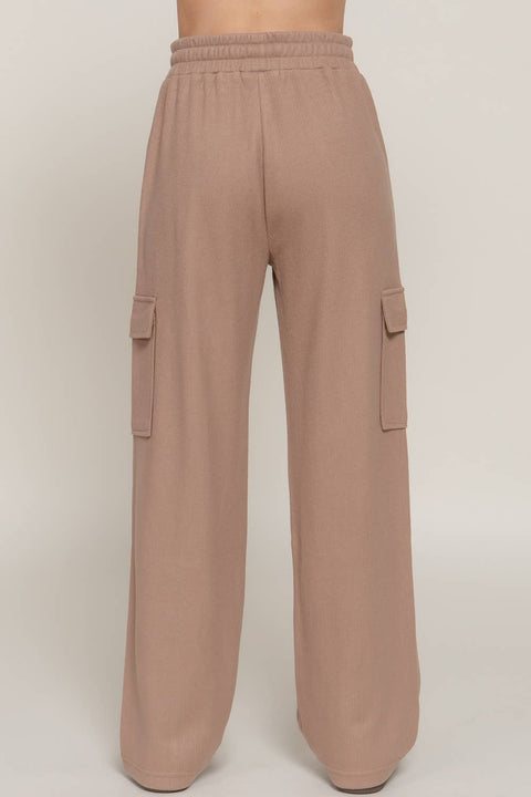 Waistband Drawstring Side Pocket Knit Corduroy Long Pants