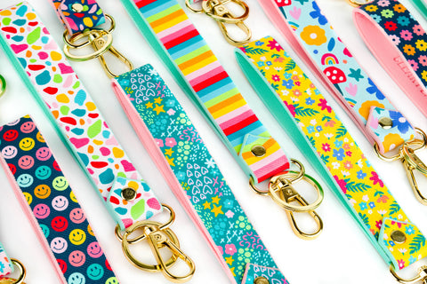 Keychain Wristlet Strap | Emerald Rainbow Smiley Face