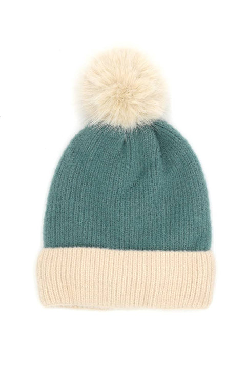 Two Tone Pom Beanie