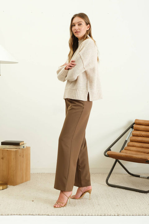 Mari Mock Neck Split Hem Sweater, 2 colors
