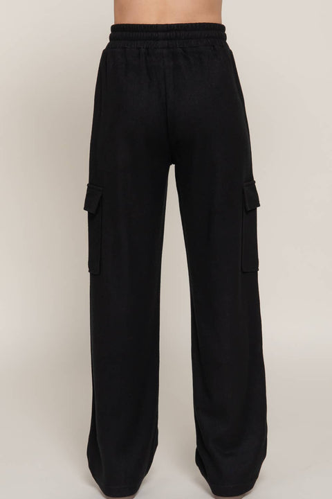 Waistband Drawstring Side Pocket Knit Corduroy Long Pants