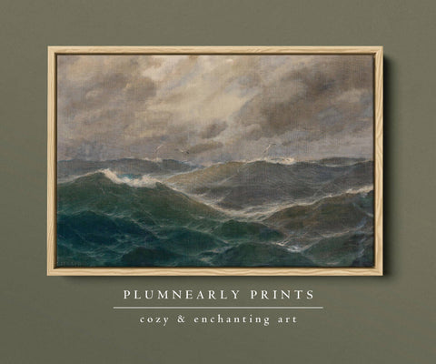 Ocean Waves Landscape Oil Painting Framed Canvas Art Print 1