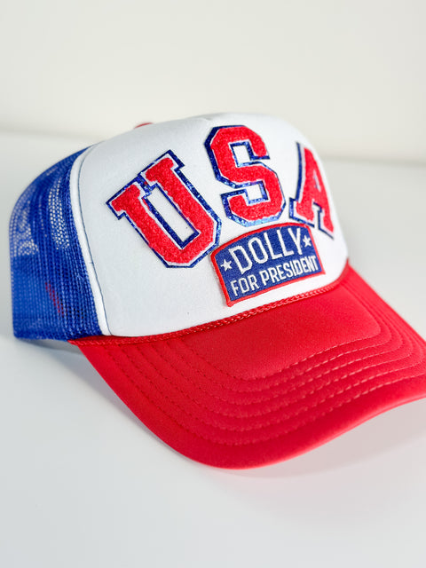 USA & Dolly for President Trucker Hats