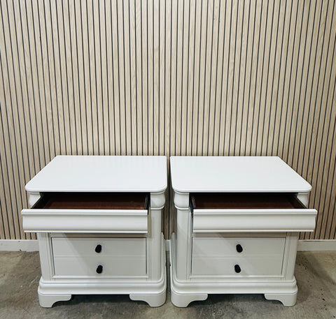 Pair of Three Drawer Nightstands (Matching Dresser Available Separately)
