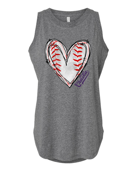 Chaska Baseball Heart Tank Top - Womens & Girls Cut