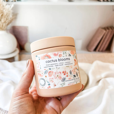 Cactus blooms | deluxe soy candle tin