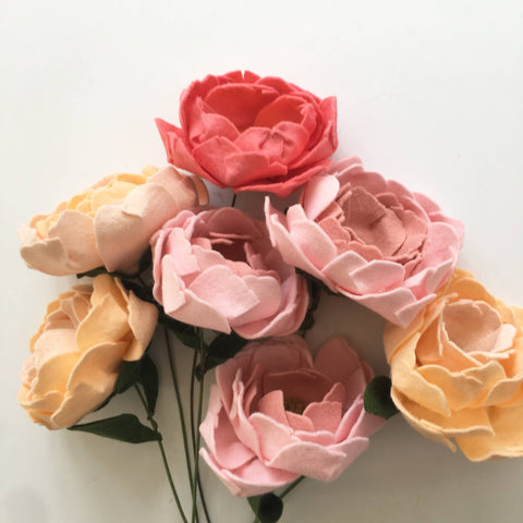 Peony Felt Flowers