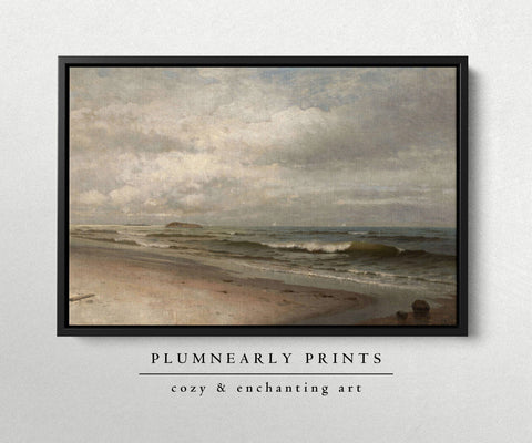 Beach Landscape Vintage Oil Painting Framed Canvas Art 1