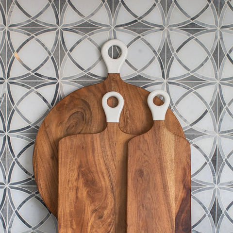 Wood+White Collection Acacia Wood Rectangle Charcuterie