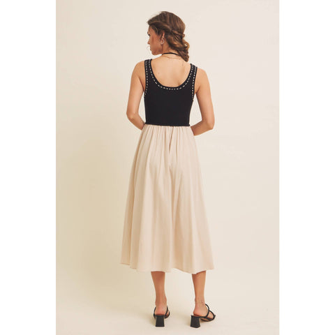 SUPER SOFT RIB TANK WITH COTTON SKIRT MIDI DRESS