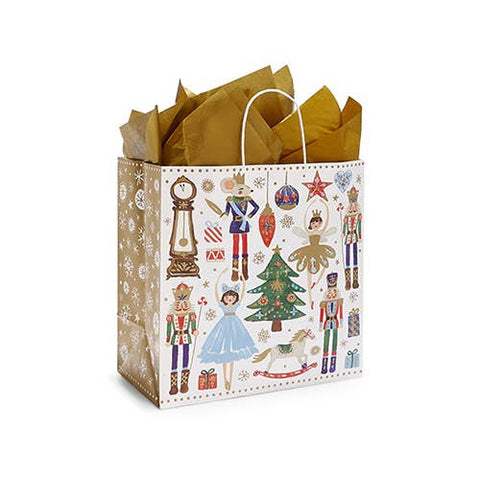 Nutcracker Dance Paper Christmas Gift Bag: 8x4.75x10"