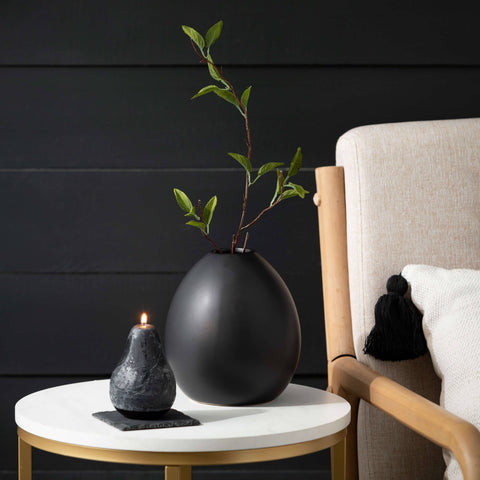 MODERN MATTE BLACK OVAL VASE