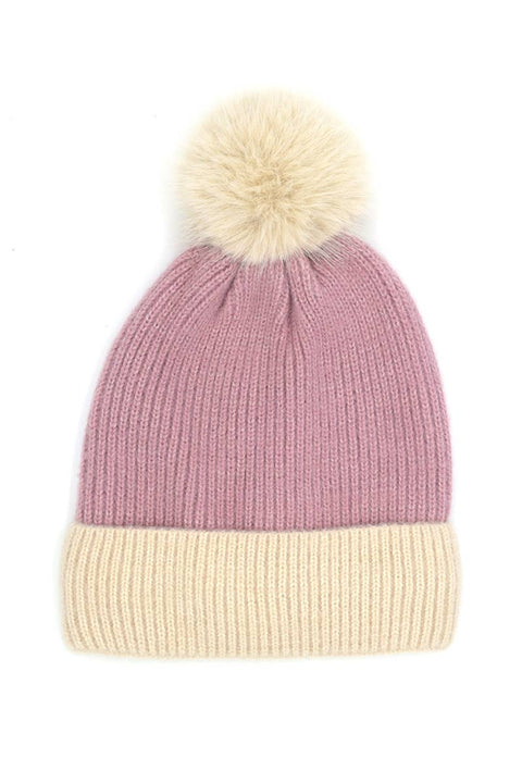 Two Tone Pom Beanie