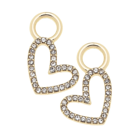 Pave Open Heart Huggie Charm (Set of 2) in Shiny Gold