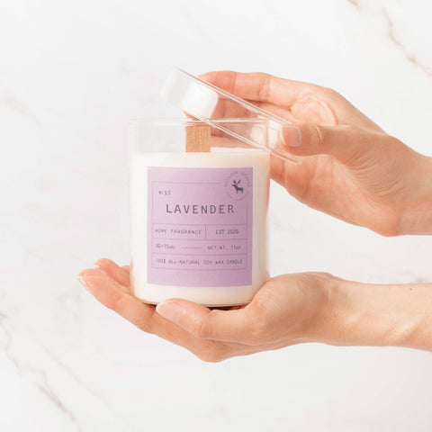 Lavender Signature Soy Wax Candle, 11 oz wood wick