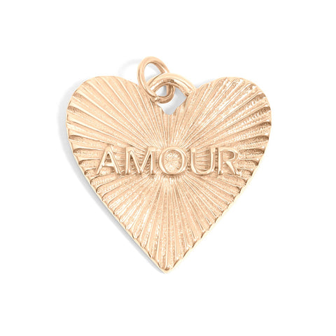 18K Gold PVD Stainless Steel Sunburst Heart Amour Charm