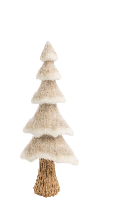 Felt covered tier TT tree, white flock edge, knit base,22in