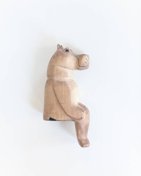Hand-Carved Hippo Shelf Sitter