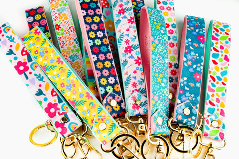 Keychain Wristlet Strap | Emerald Rainbow Smiley Face