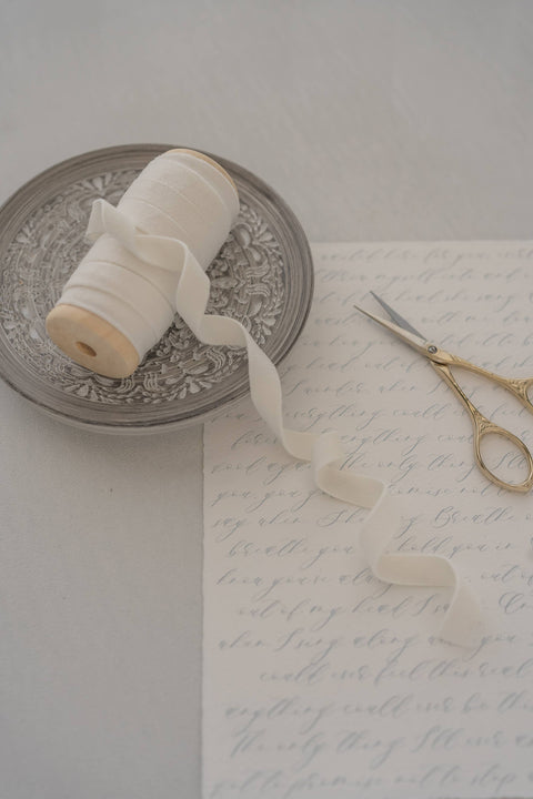 White 3/8" Velvet Ribbon, 5 Yard Gift Wrapping Ribbon