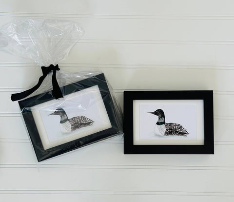 Framed watercolor 4x6 art-Classic loon