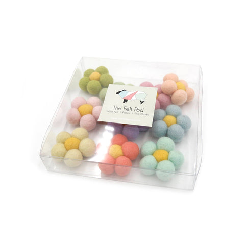 Felt Flower Spring Easter Summer Wool Pack of 10 in a Box