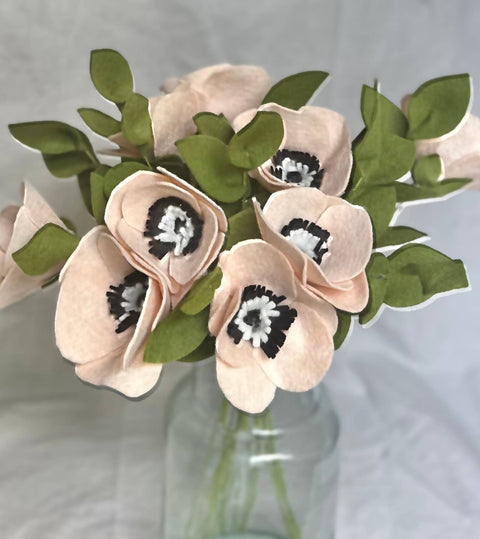 Anemone Felt Flower (pale blush)
