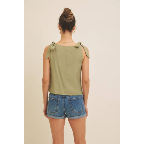 ROMANTIC EMBROIDERY BLOUSE TOP WITH BOW STRAPS