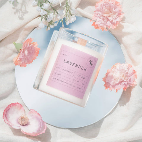 Lavender Signature Soy Wax Candle, 11 oz wood wick