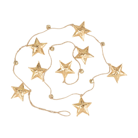 Embossed Gold Foiled Metal Star Garland
