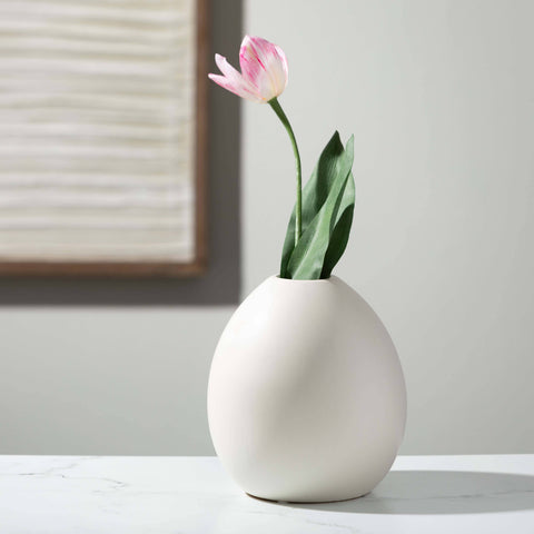 MODERN MATTE IVORY OVAL VASE