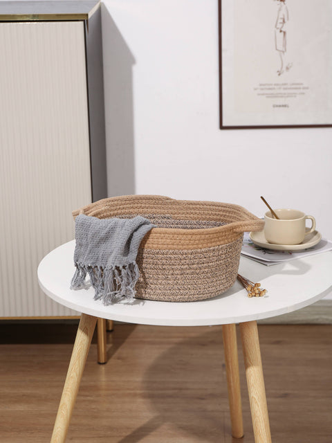 Handwoven cotton rope storage basket