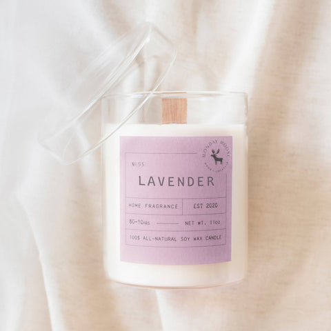 Lavender Signature Soy Wax Candle, 11 oz wood wick