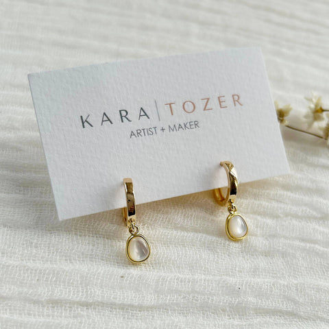 Mother Of Pearl Charm Hoops