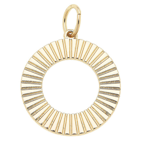 Fluted Metal Disc Charm in Shiny Gold