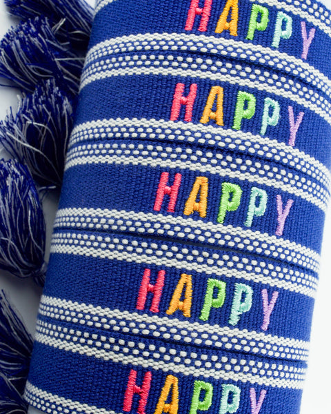 Colorful Embroidered Bracelets | Navy | Happy