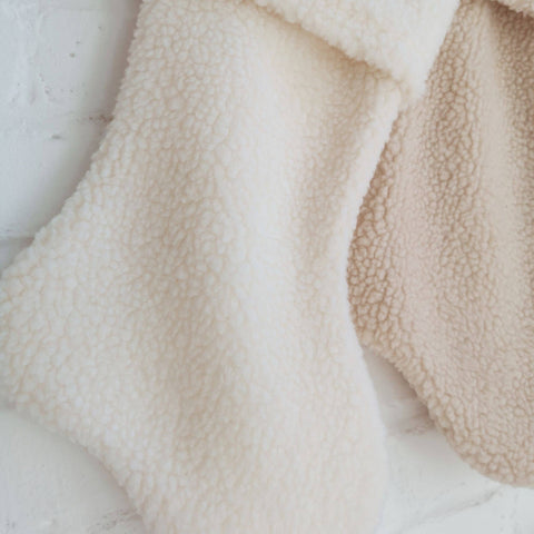 Christmas Sherpa Stocking - White Fleece