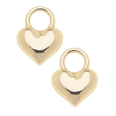 Mini Heart Huggie Charm (Set of 2) in Shiny Gold