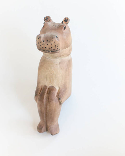Hand-Carved Hippo Shelf Sitter