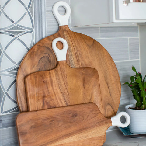 Wood+White Collection Acacia Wood Rectangle Charcuterie