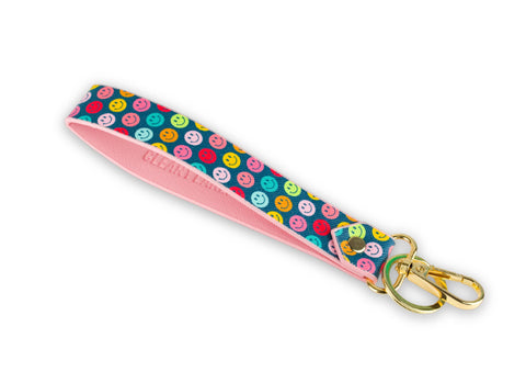Keychain Wristlet Strap | Emerald Rainbow Smiley Face