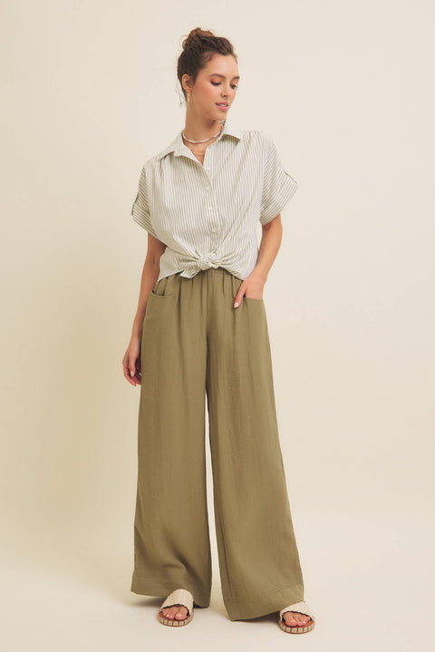 STRIPE BUTTON-DOWN SHIRT WITH ROLLED CUFFS