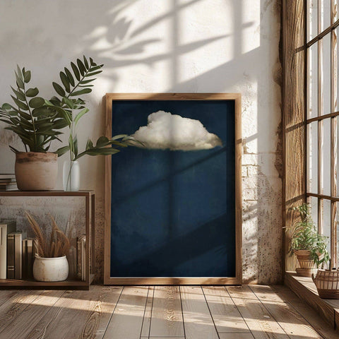 Indigo Blue White Cloud Oil Painting Fine Art Print Poster 8