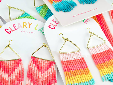 Beaded Dangle Earrings | Rainbow Lines