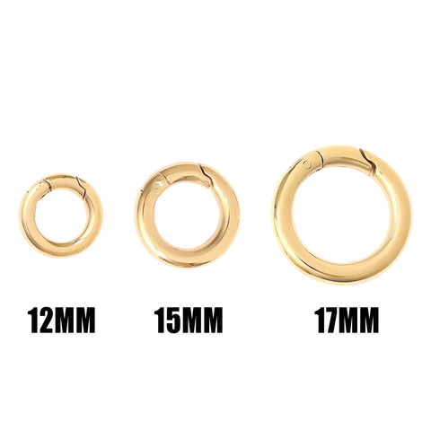 18K Gold PVD Stainless Steel Mini Circle Carabiner Clasp / ENC0031