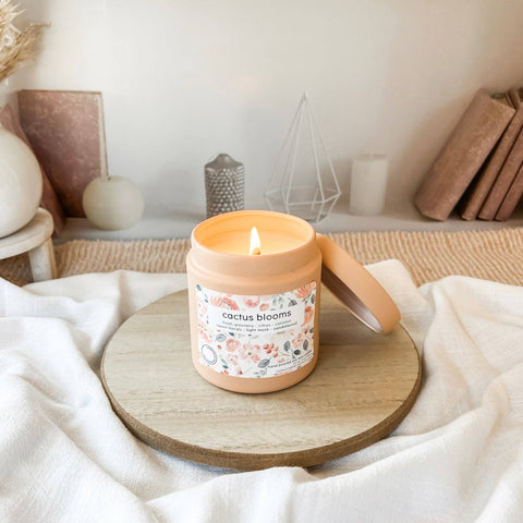 Cactus blooms | deluxe soy candle tin